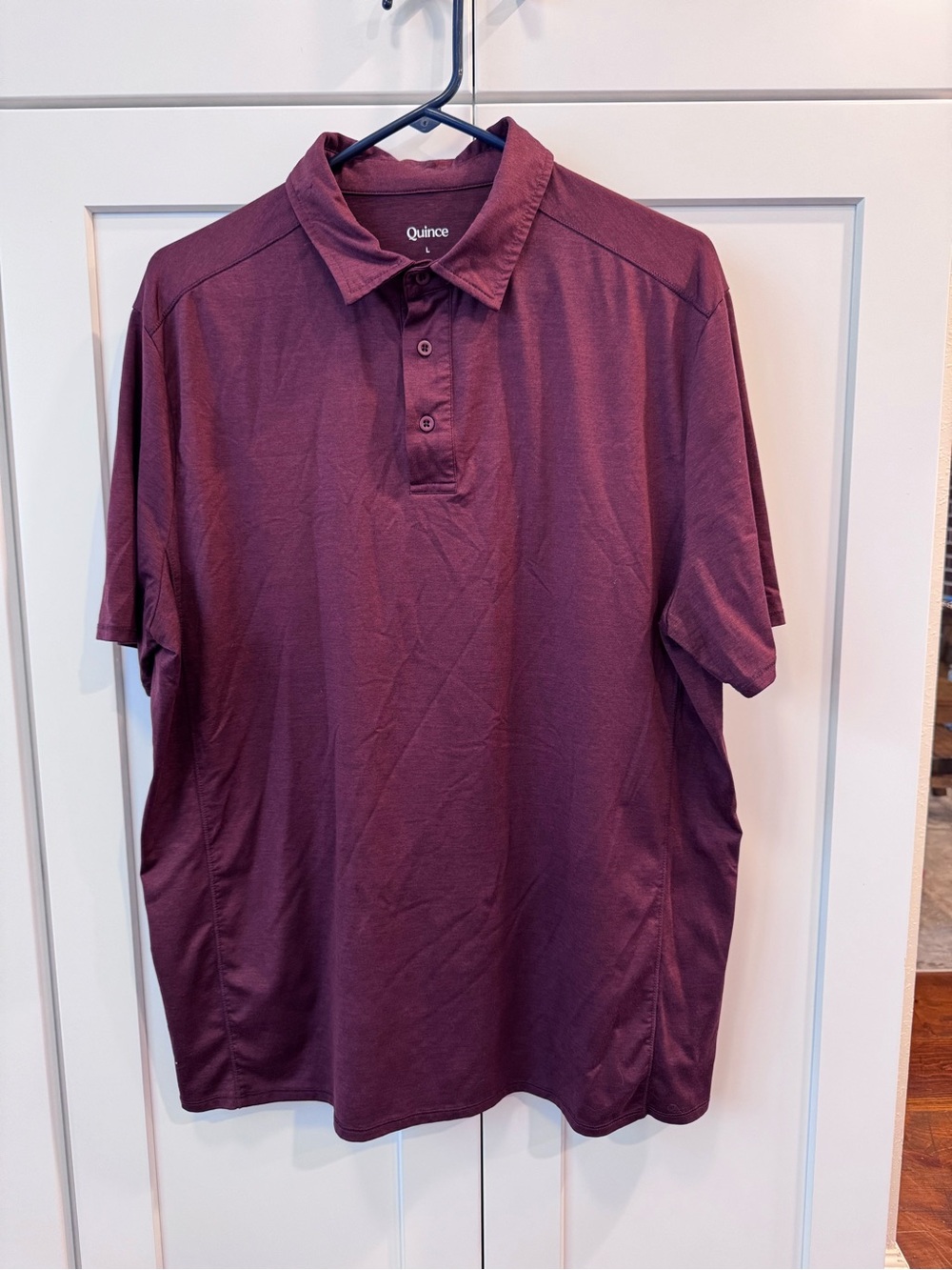 Quince Men's Flowknit Breeze Performance Polo Shirt in Burgundy. Size Large